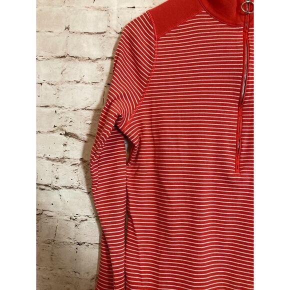 Ralph Lauren Black Label Top Womens 1X Red Striped Ribbed Knit Quarter Zip - Picture 4 of 15